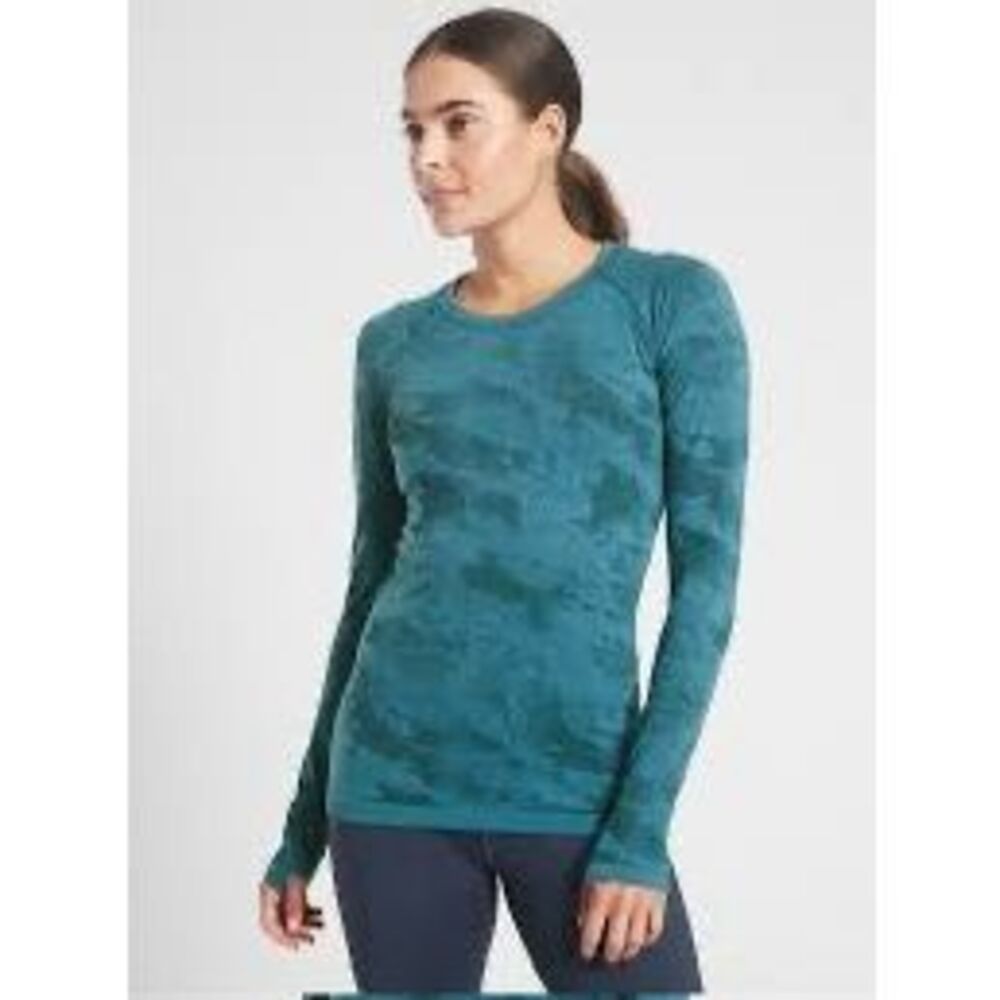 Athleta Teal Blue Long Sleeve Momentum Tee